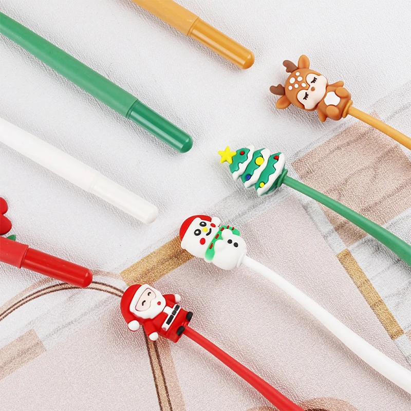 1Pc Christmas Silicone Cartoon Shake Gel Pen 0.5mm Student Kawaii Stationery School Office Supplies Christmas Gifts