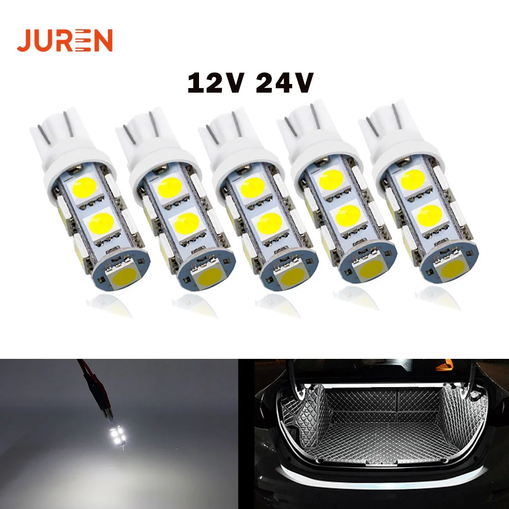 

5pcs Big Promotion T10 W5W 168 194 Led Light White 5050 SMD 9LED Car Auto Side Wedge Tail Lights Headlight Lamp Bulb DC12V 24V