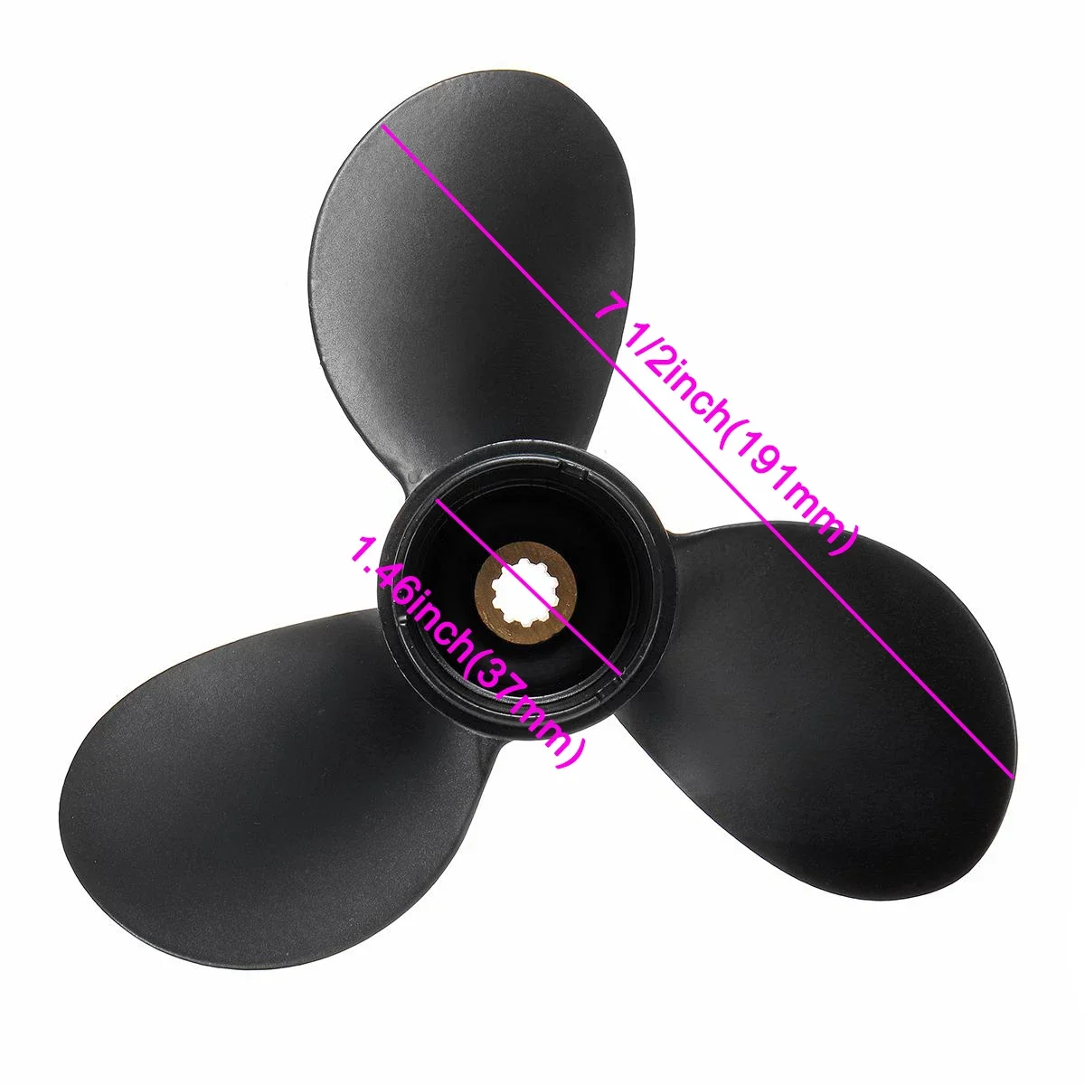 4-6HP 3 Blades R Rotation 7 1/2 x 7 Boat Propeller For 58110-91JN0-019 Suzuki Outboard Engine Aluminum Alloy 10 Spline Tooths