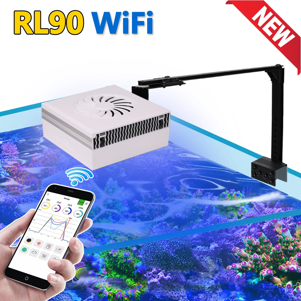 

PopBloom RL90 WiFi Led Reef Aquarium Light Program for 40-60cm 24" Coral Reef SPS/LPS Growing Seawater Marine Aquarium Tank Lamp