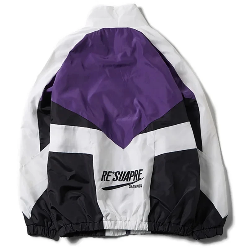 Spring Casual Men Letter Embroidery Bomber Jacket Hip-hop Street Loose Patchwork Zipup Coat College Style Varsity Jacket Couple