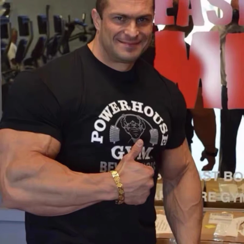 Camiseta de Verano 2026 para Hombre, 100% Algodón, Estilo Oversize, para Gimnasio, con Estampado Clásico de "Powerhouse Gym", Camiseta Casual de Estilo Urbano