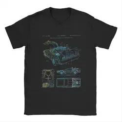 Awesome Delorean Time Machine Patent Long T-Shirts for Men Round Collar 100% Cotton T Shirt Back To The Future Short Sleeve Tee