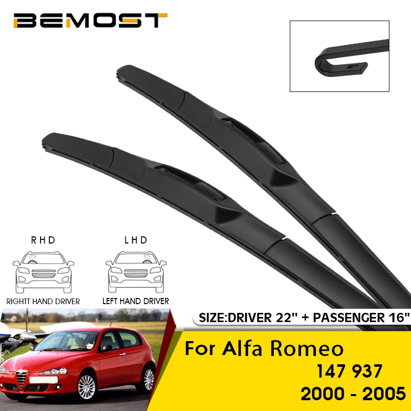 

Car Wiper Blades For Alfa Romeo 147 937 2000-2005 Windshield Windscreen Front Window Blades 22"+16" Car Accessories