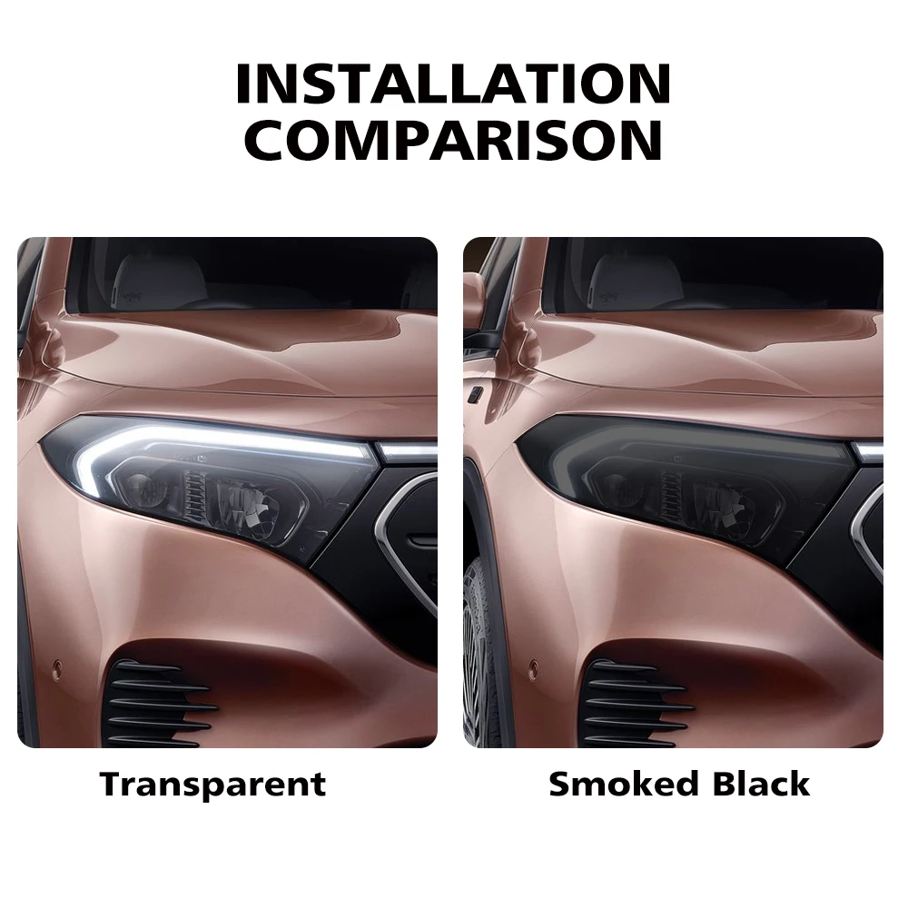 For Mercedes Benz EQA EQB EQC Smoke Black Pre Cut Car Headlight Protective Film TPU PPF Anti-Scratch Vinyl Wrap Kit for Light view 3