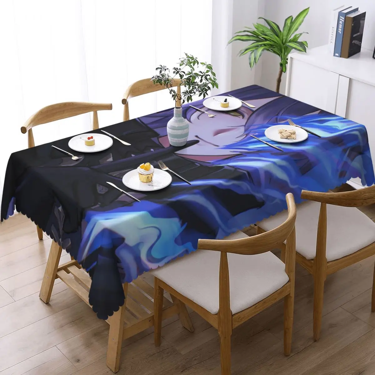 Game Role Flins Genshin Customized Rectangular Tablecloth Oilproof Table Cover for Festival Party Decorations Table Cloth
