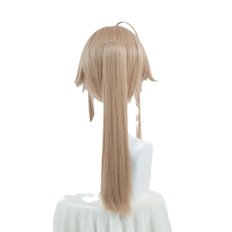 Bhāo Huài Xīng Qióng TiPeruca de cosplay Dào Yyn Qīng, couro cabeludo humano realista, clipe de boca de tigre, acessório de cosplay de rabo de cavalo