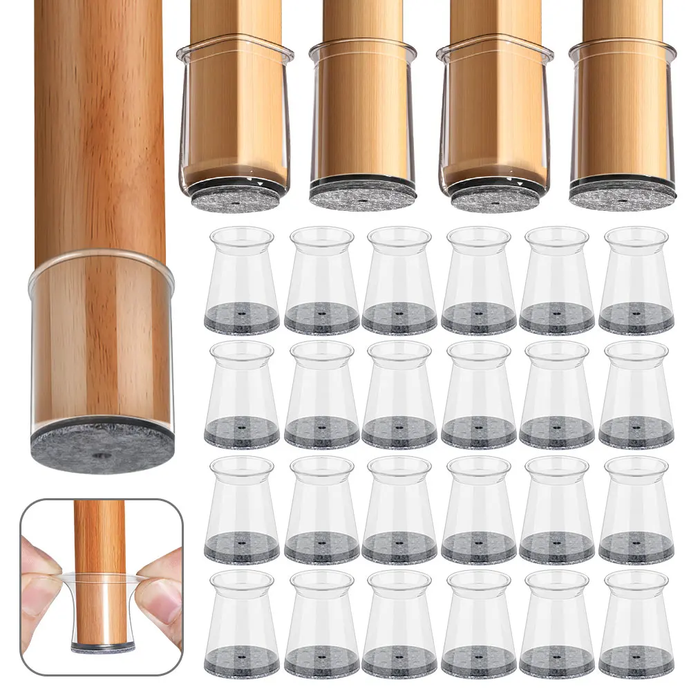 24 Pack Silicone Chair Leg Floor Protectors, Bar Stool Leg Protectors Cap, Furniture Pads Chair Leg Covers for Hardwood Floors