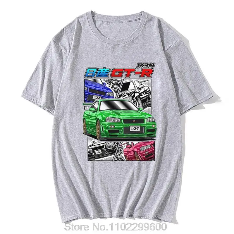 Initial D JDM T Shirt Cotton Streetwear Summer Nissan Skyline GT-R R34 Tops 2D Print Men Tops Casual Daily Comic Unisex tees