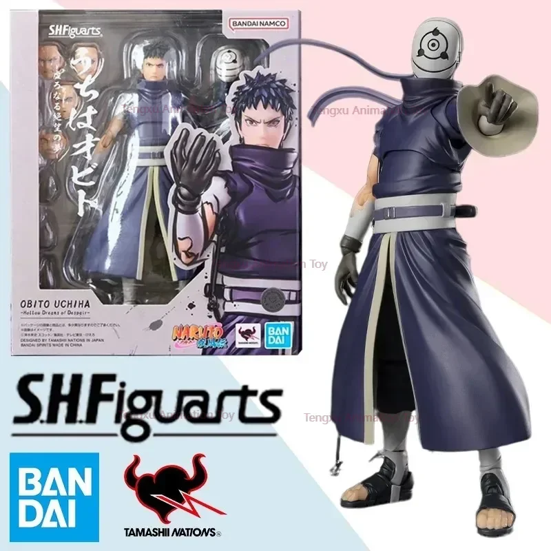 Original Bandai Anime Action Figure Naruto SHFiguarts SHF Uchiha Obito Hatake Kakashi Model Series Children's Gift in Stock