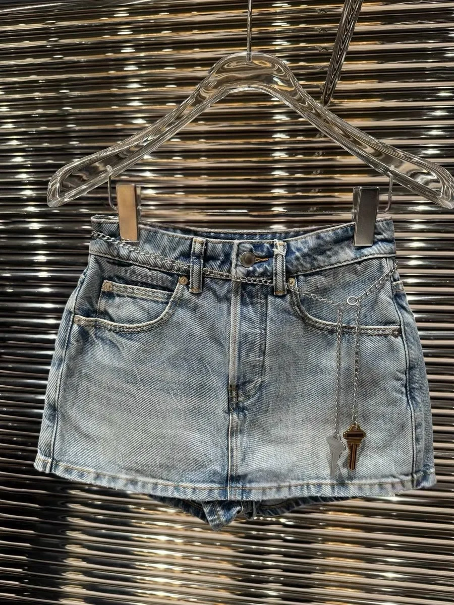 

American Sle Hot Girl Super ort Denim Skort Women's Summer New Wide Leg Wrap around Skirt Hot Pants Casual Wear