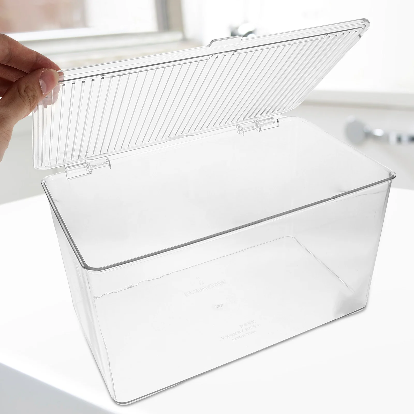 

Sturdy Transparent Storage Desktop Plastic Organizer Bin With Lid Multi-Functional Clear Container Box For Home Office Women