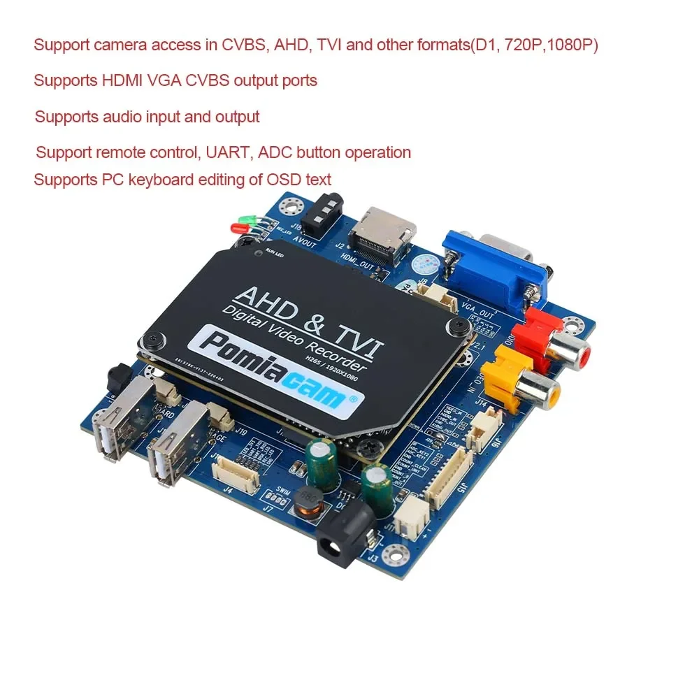 DVR Board AHD 1CH 1080P Video Recording Motherboard CVBS, AHD, TVI Access D1, 720P, 1080P Support HDMI VGA CVBS Soutput Ports