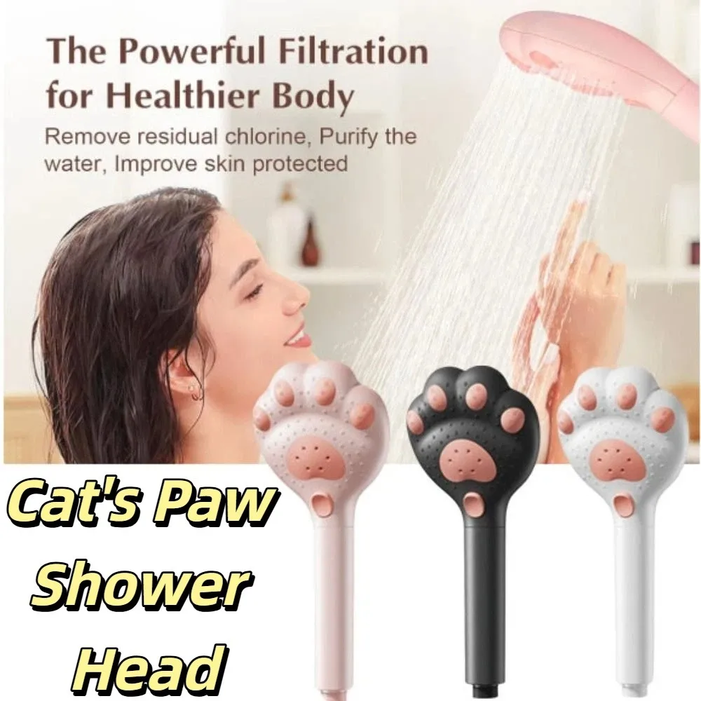 

3 Modes Shower Head Cat Paw Design Plastic Material High Pressure Shower Easy Install Claw Design Showerhead Sprayer