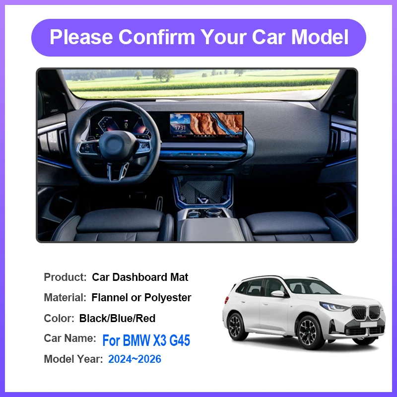 غطاء لوحة سيارة لسيارات BMW X3 G45 2024 ~ 2026 واقي تجنب ضوء السجاد المضادة للانزلاق منصات الداخلية حصيرة الشمس الظل اكسسوارات #3