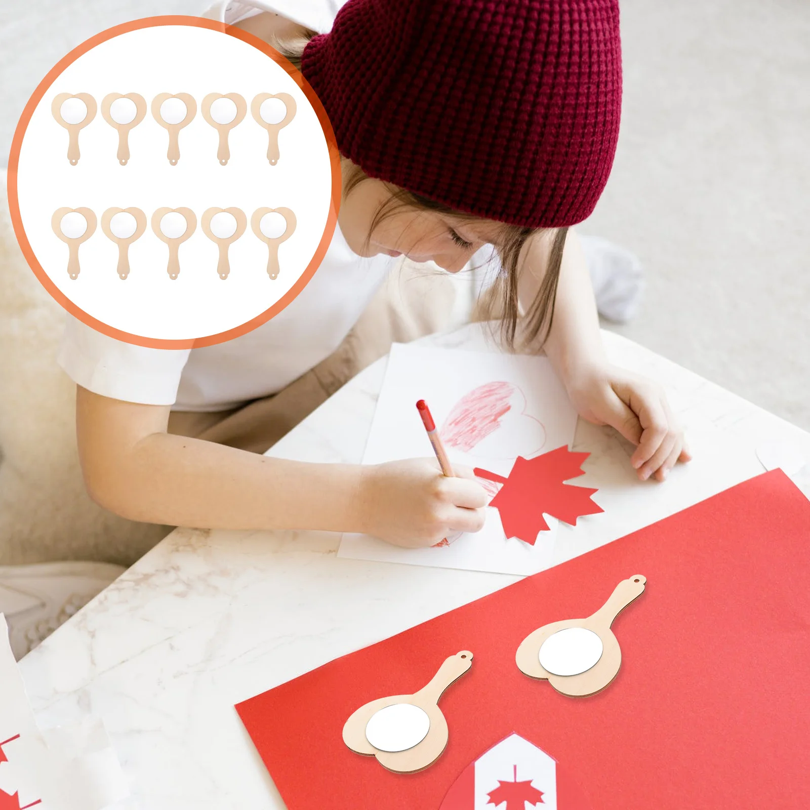 10Pcs DIY Wooden Mirror Handmade Craft Mold for Educational Supply and Family Fun DIY Wooden Mirror Handmade Craft Mold