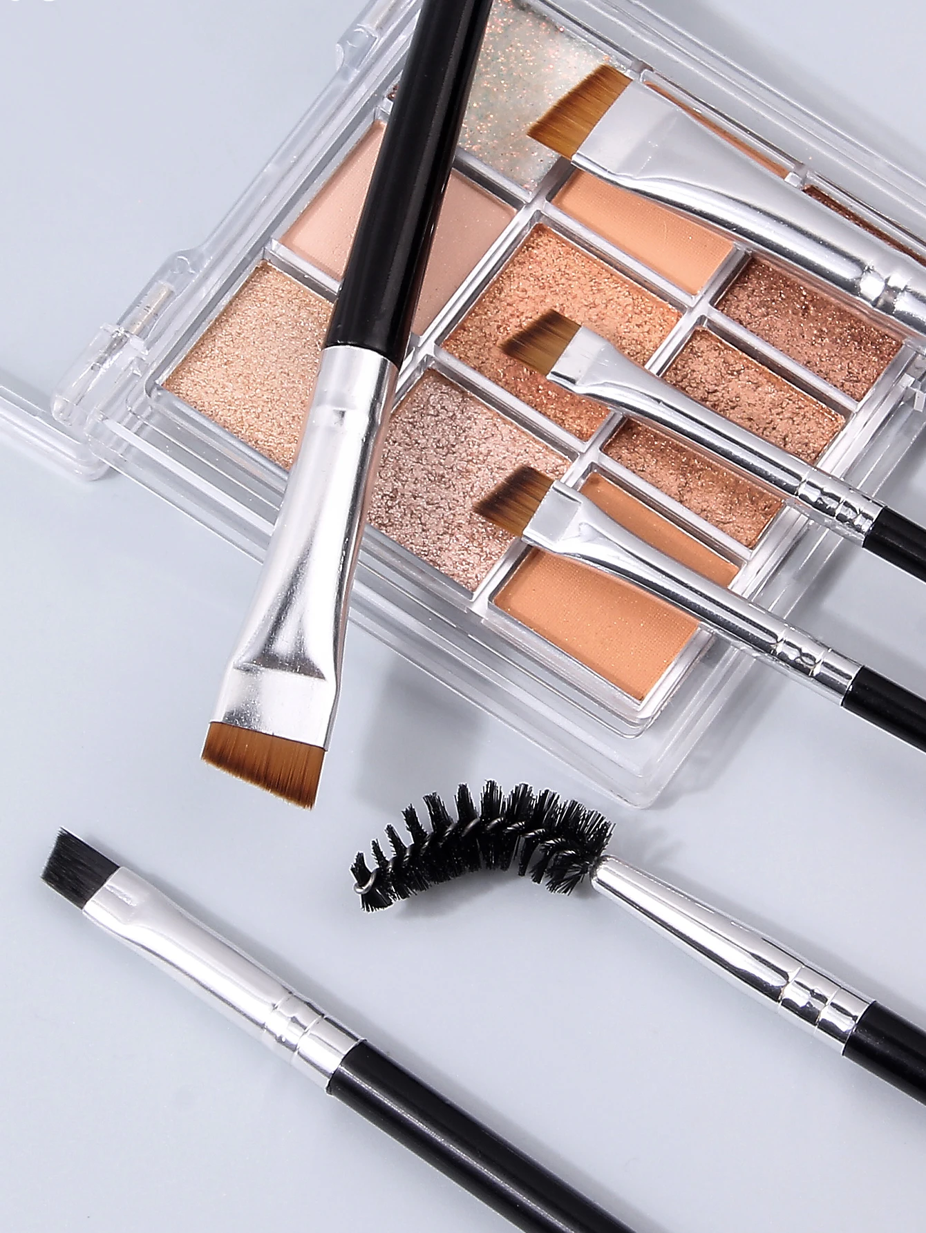 6PCS Professional Eye Brush Set, Sickle/Angled Liner & Spiral Lash/Brow Tools, Soft Synthetic Fiber Travel Kit for Beginners