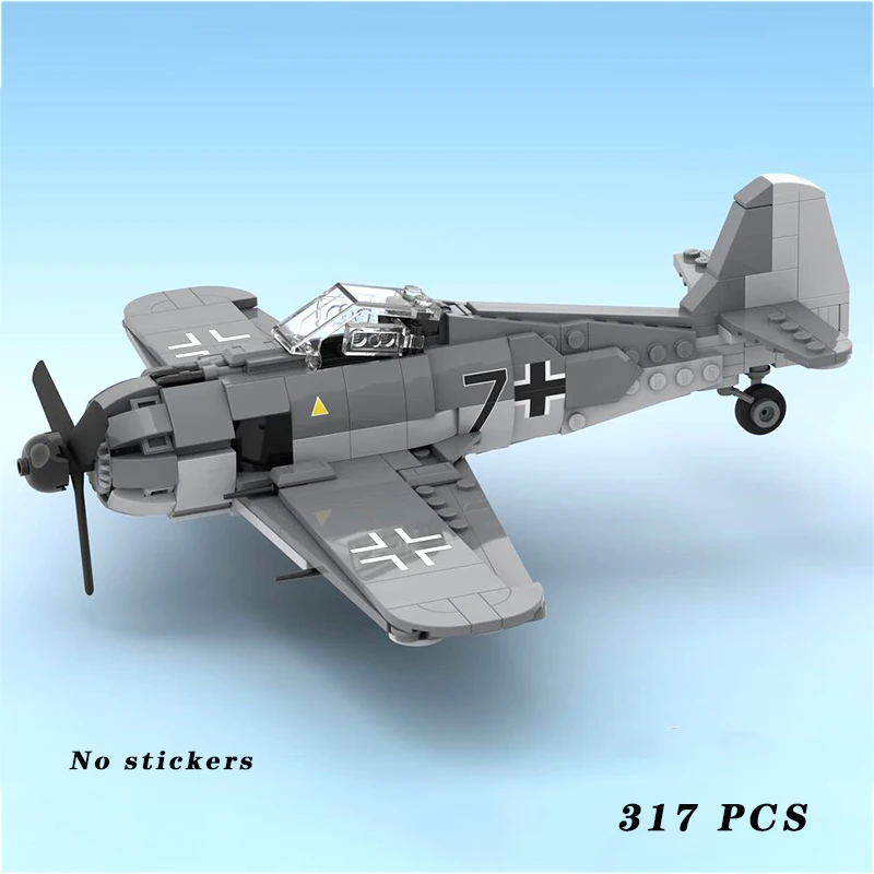 Military Equipment Fw 190 A-8 Fighter Bombers MOC Building Block Assemble Model Display Toys Child Christmas Gifts