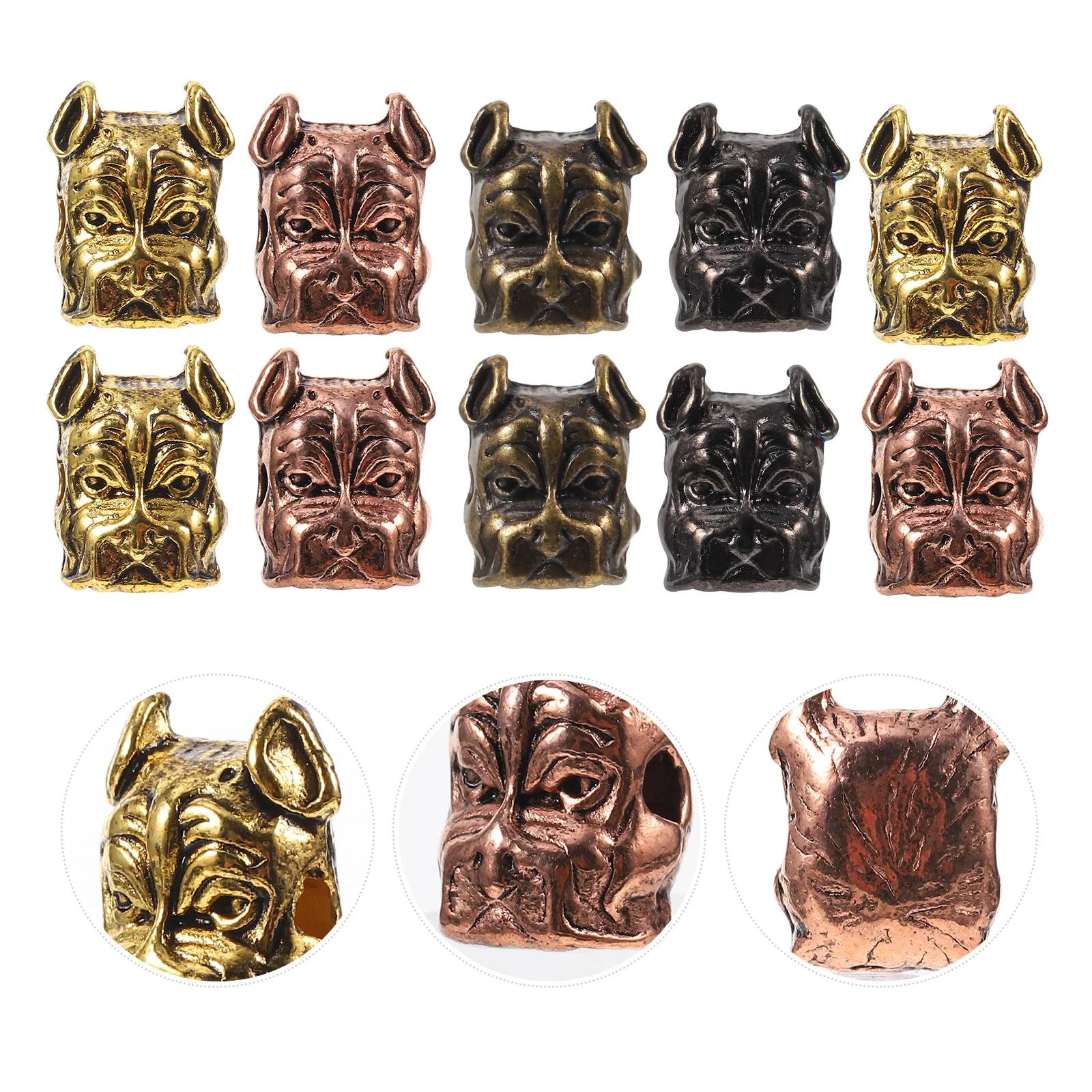 

10pcs Alloy Dog Head Spacer Beads for Bracelet Necklace Jewelry Making Connectors Charms DIY Craft Supplies Durable Creative