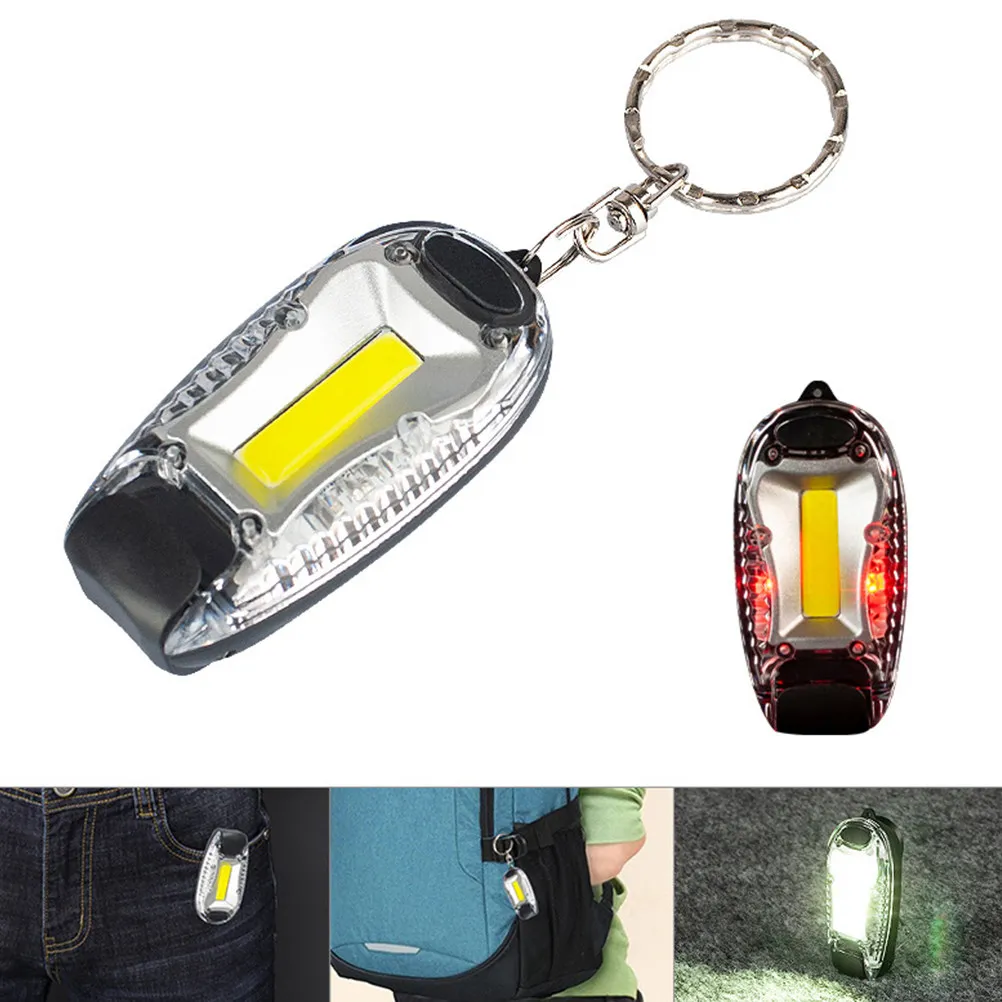 2Pcs Keychain Torch Portable Mini Cob LED Bright Light Clip-on for Hiking Camping Fishing Backpack Emergency Keychain Light