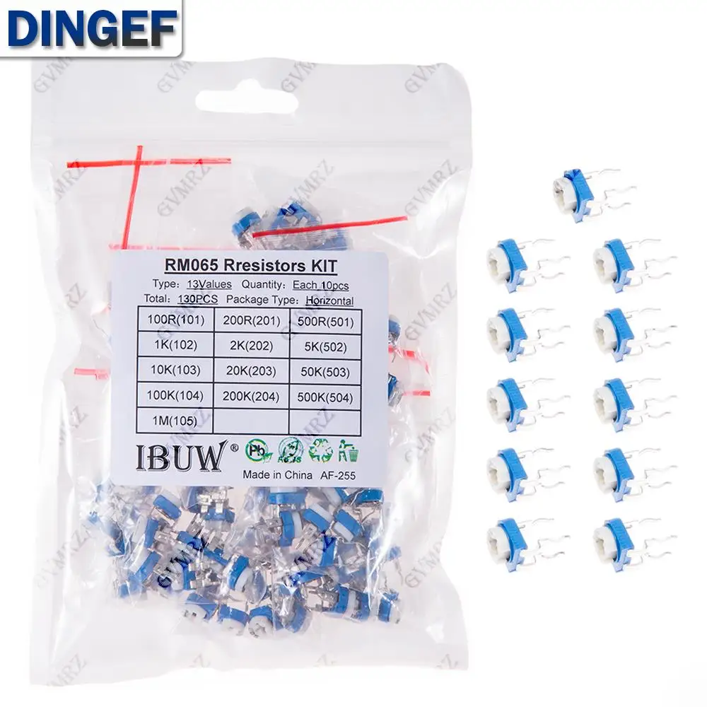 

130PCS 13Values RM065 Resistors Kit (100R-1MΩ) Horizontal for DIY Electronic Circuit Project
