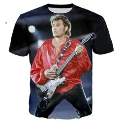 Piosenkarka Johnny Halliday T Shirt z nadrukiem 3D rockowy t-shirt casualowe w stylu Streetwear ubrania hip-hopowe bluzki oversize