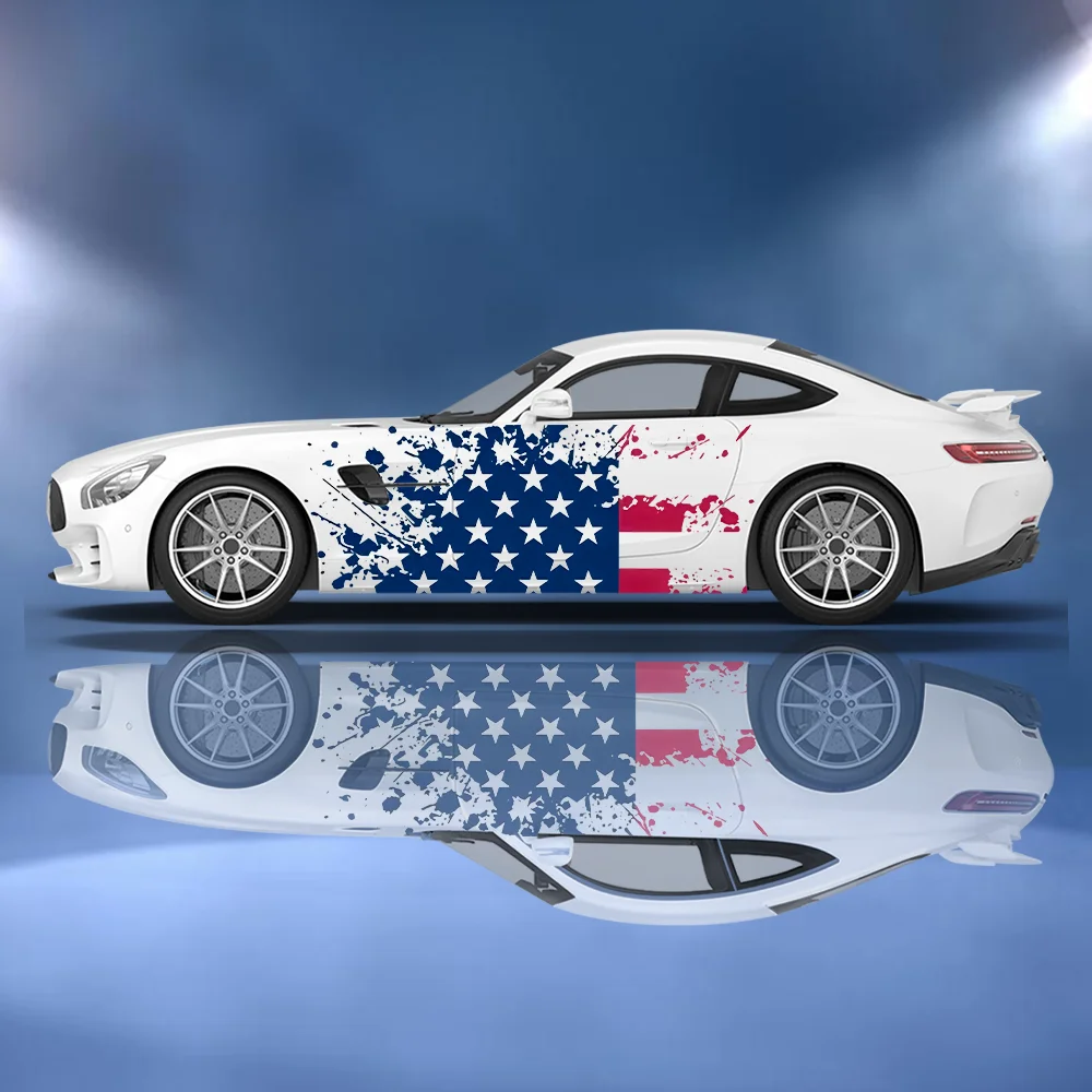 

Ретро флаг США, автомобильные виниловые обертки, самоклеящаяся наклейка из ПВХ, подходит для грузовиков, внедорожников, декор, автоаксессуары, подарок