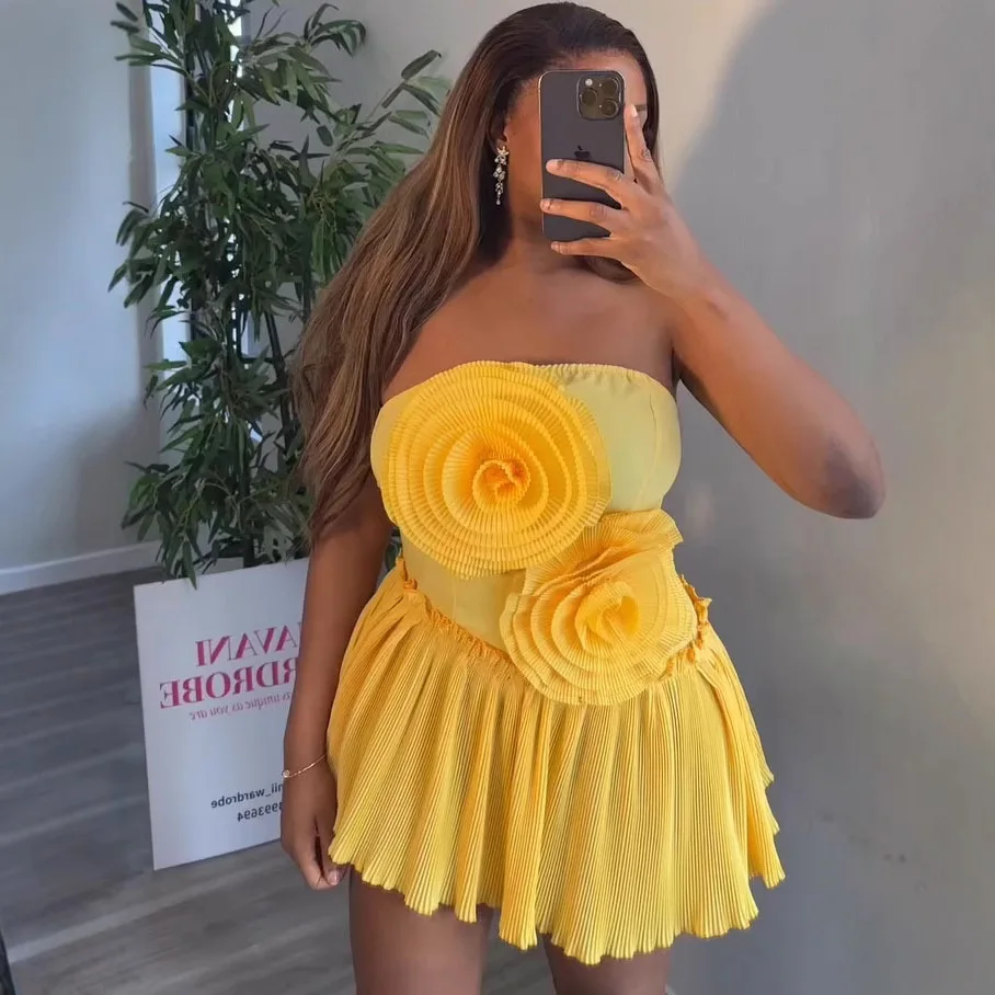 

Mini Dress Women White Dresses Strapless A Line Vestidos Streetwear Y2k Sleeveless Sexy Elegant Club Party Night High Waist