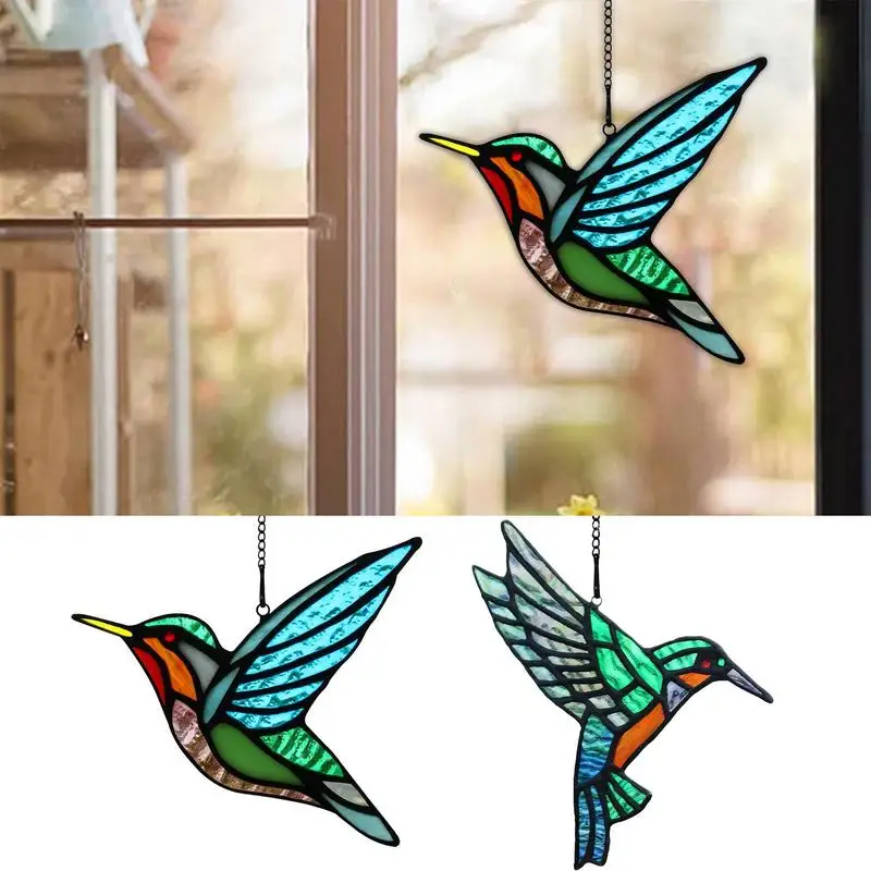 Hummingbird Suncatcher Stained Hummingbird Window Decor Hummingbird Stained Birds Window Stained Decorations Bird Suncatcher