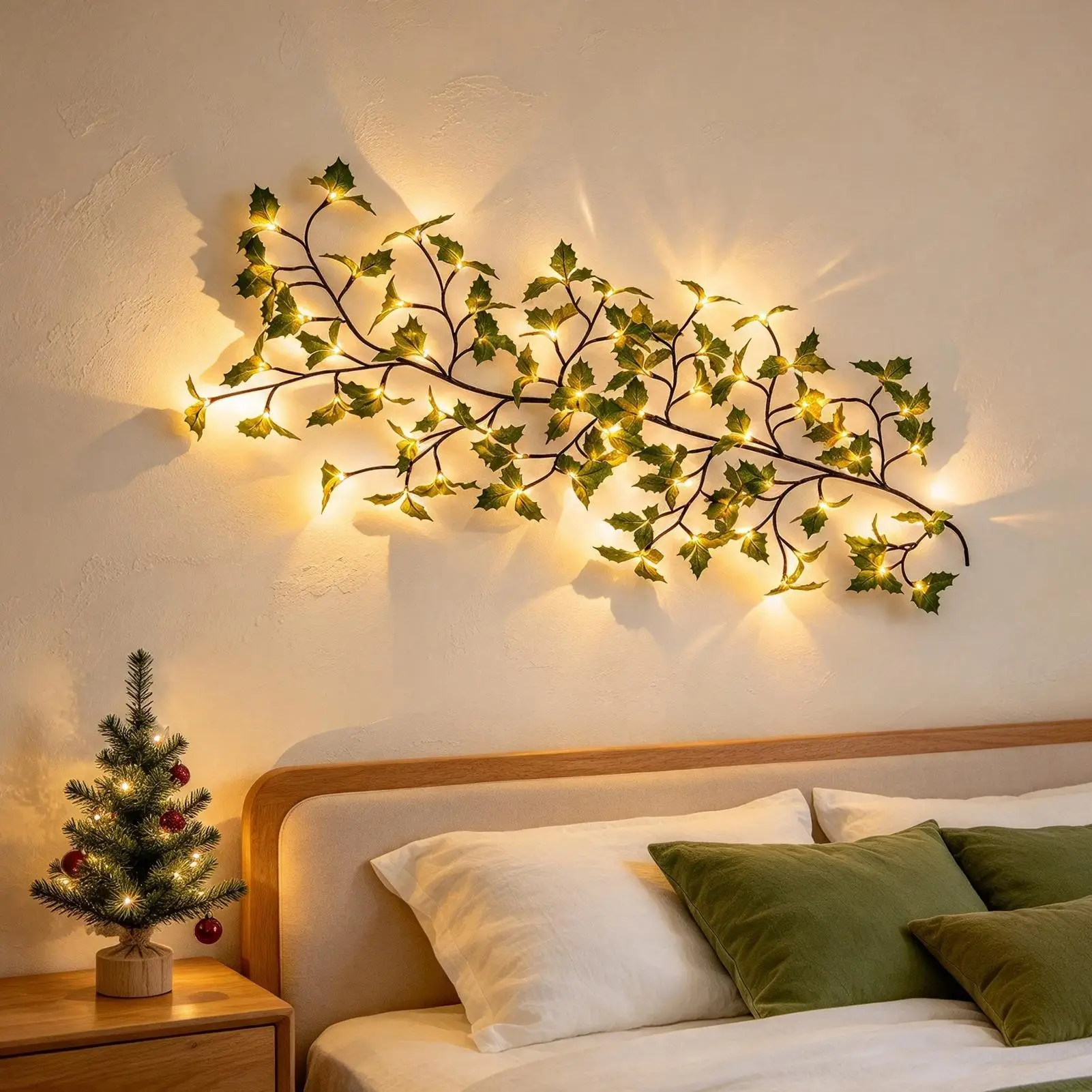Wall Branch Lights 8-Mode Warm 96-LED Bendable Remote Control Vine Lights Holiday Wall Decor for Bedroom Fireplace Hallway