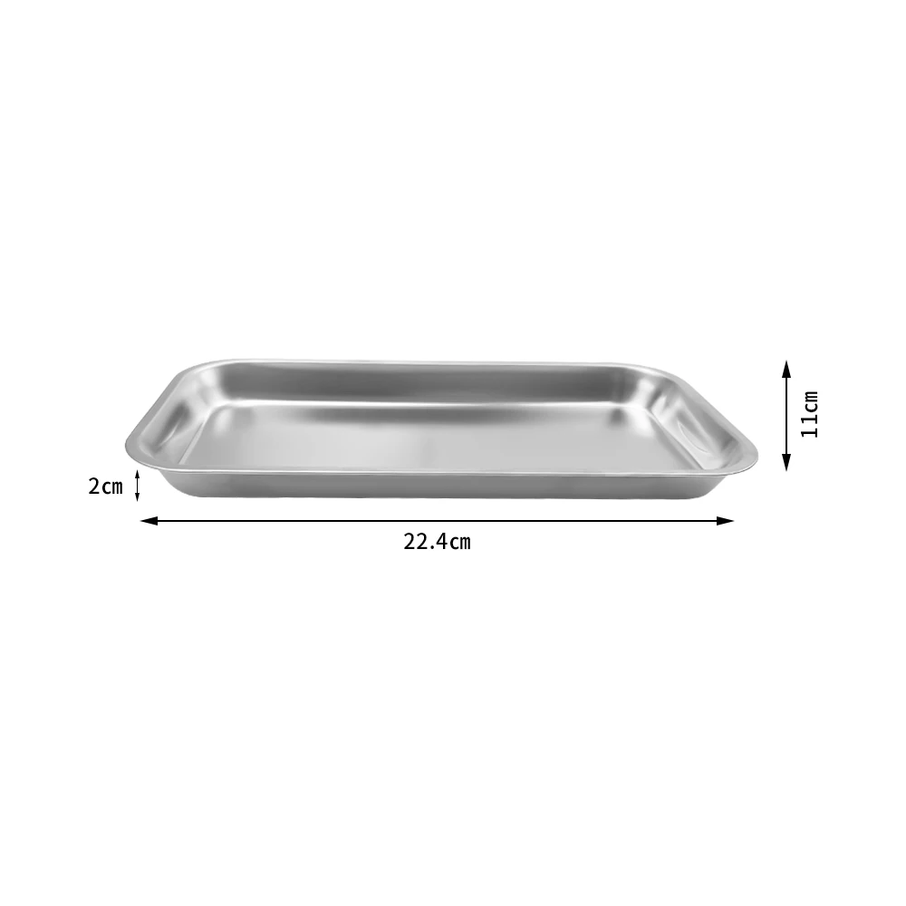 Stainless Steel Dental Surgical Medical Tray Rectangular Disinfection Plate Dentistry Lab Instrument Tray Metal Placement Box