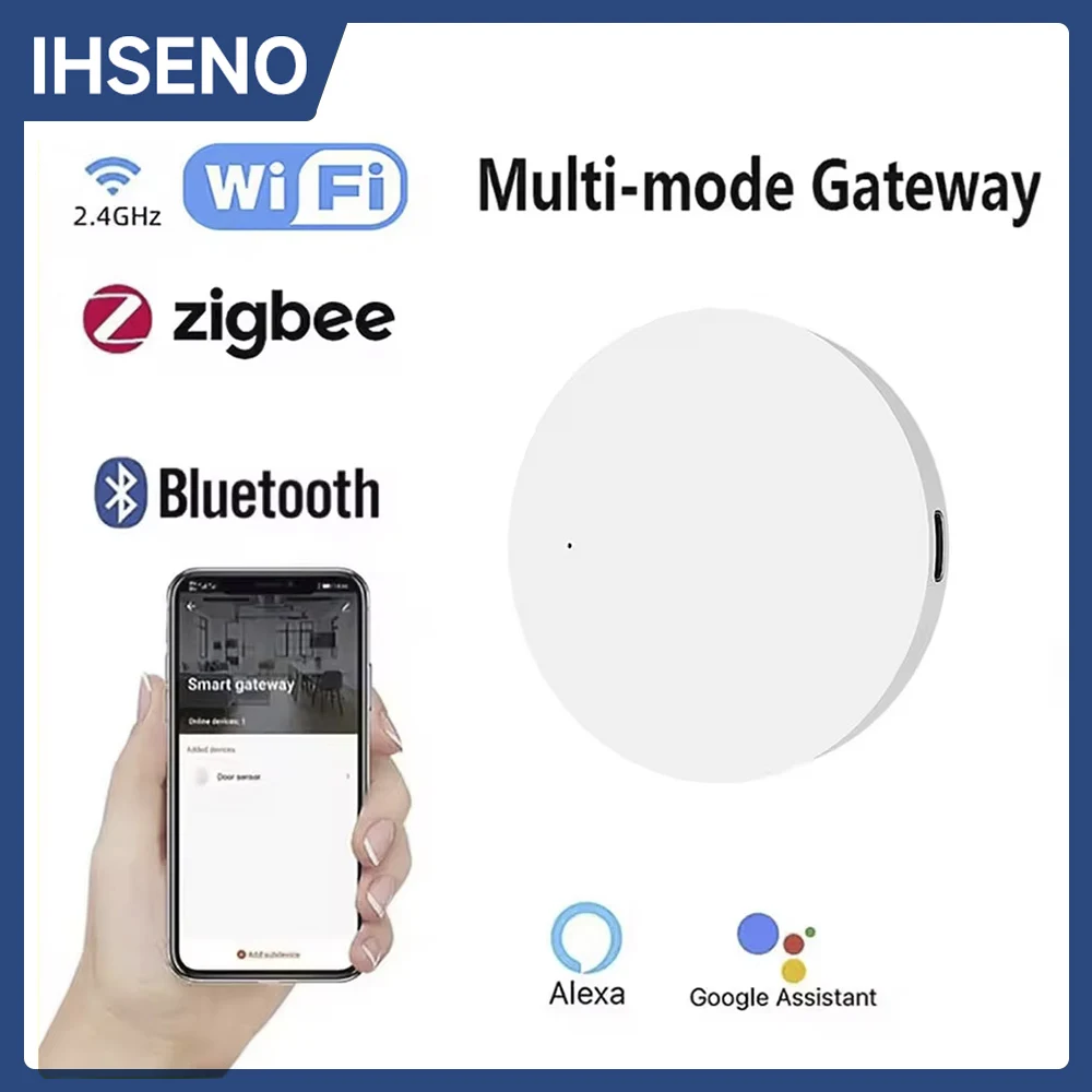 Многорежимный Bluetooth-шлюз IHSENO Tuya ZigBee, беспроводной смарт-концентратор, приложение Smart Life, дистанционное управление, работает с Alexa Google Home