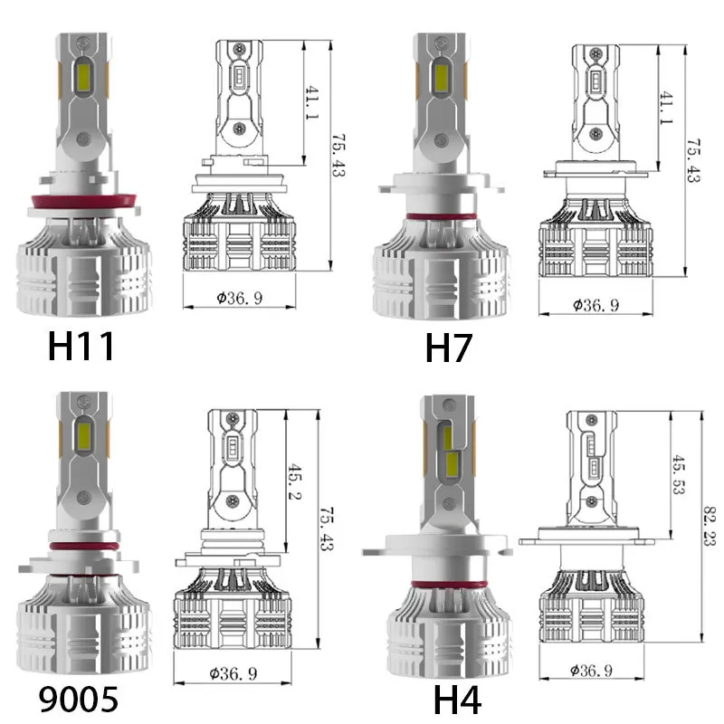 고출력 LED 헤드라이트 전구, F7, 130W, H7, H4, H8, H11, 9005, Hb3, Hb4, 6500K 터보 LED 램프, 2 개