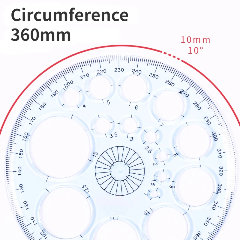 1pc 360 Degrees Round Ruler Transparent Template Circle Patchwork Foot Office School Drafting Painting Supplies Geometric Rulers