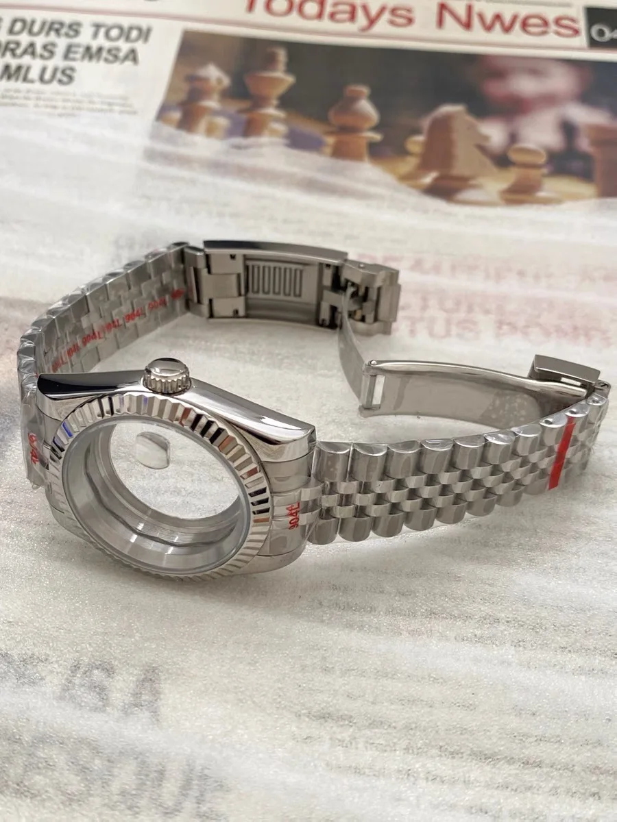 36mm 39mm Schwarzgold Oyster Perpetual DateJust Uhrengehäuse und Armband für Seiko NH35 NH36 NH38 Automatikwerk, passend für 28,5-29mm Zifferblatt – Detail 10