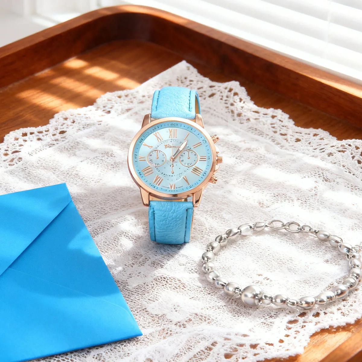 

5 шт./компл.-модные женские часы с простым римским циферблатом, кварцевые женские часы, комплект ювелирных изделий (без коробки)