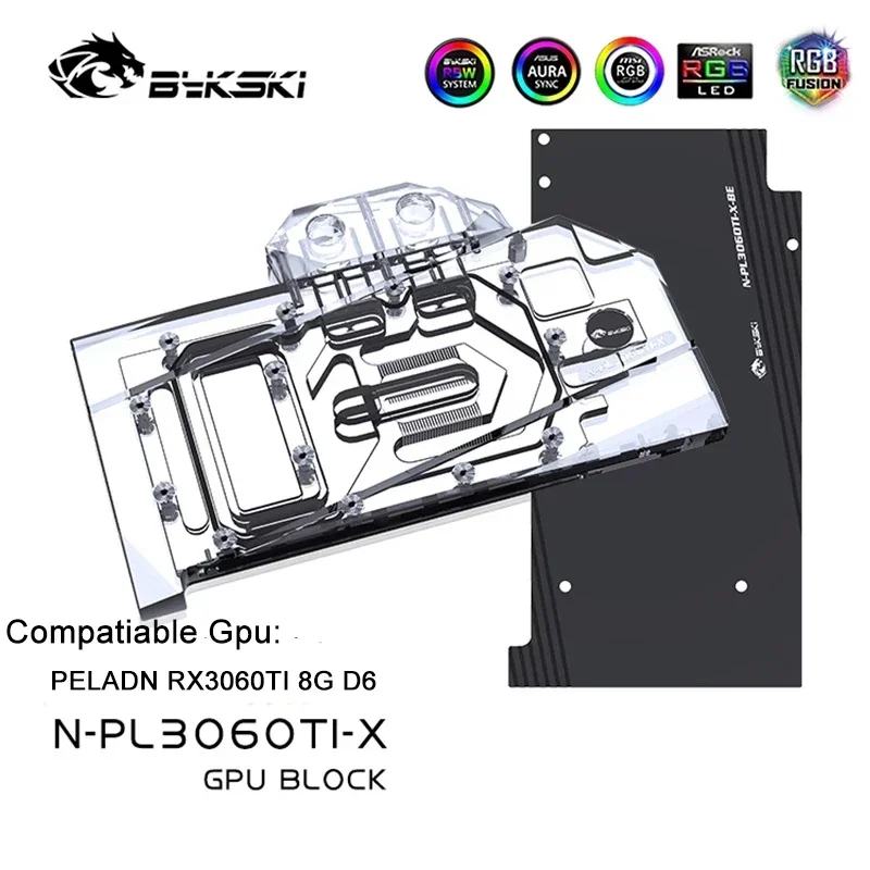 

Bykski GPU Block Use for PELADN RX3060TI 8G D6 with Backplate,Copper Graphics Card Watercooler/Radiator AURA SYNC N-PL3060TI-X