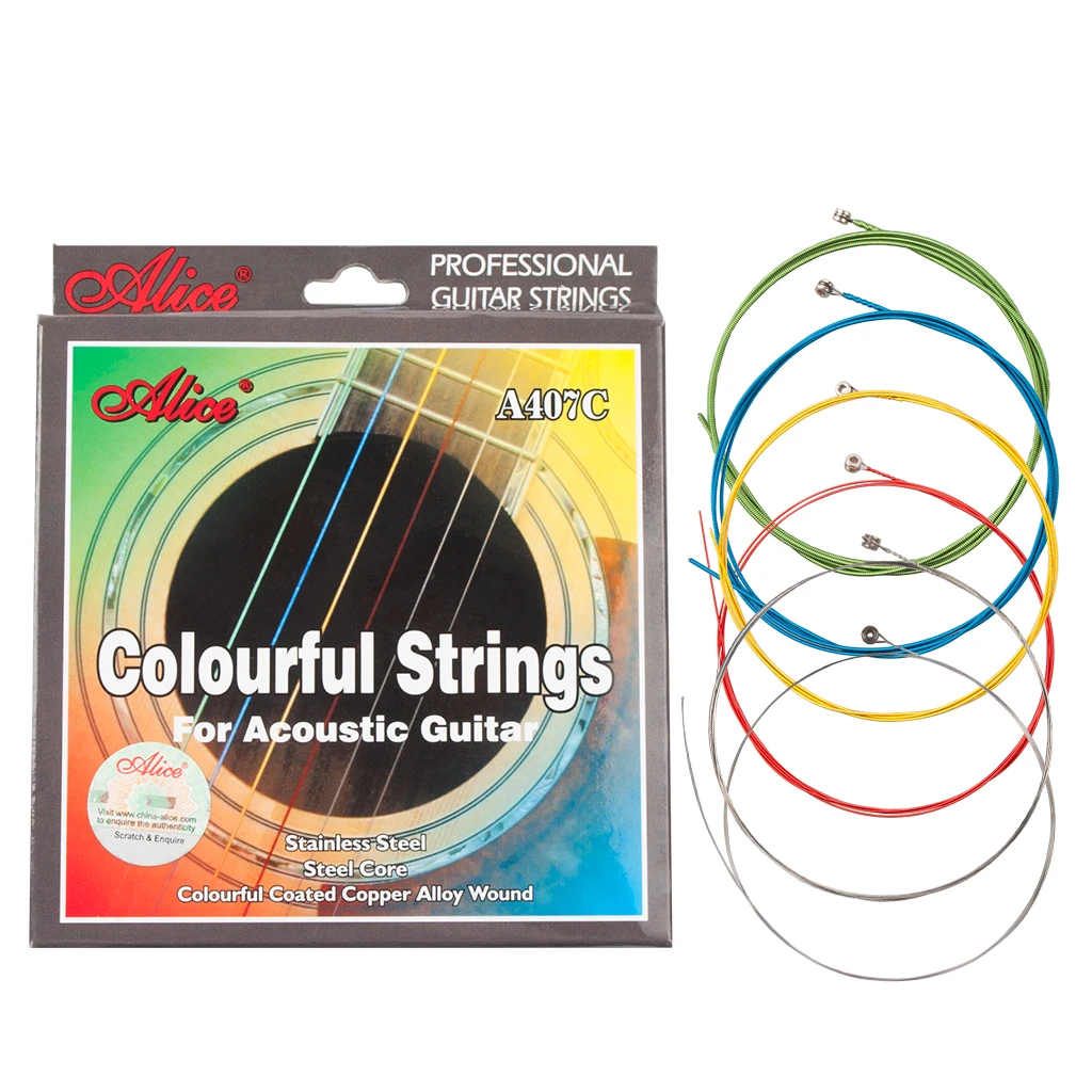 

LOOK Alice Acoustic Guitar Strings A407C Stainless Steel Core 6 Strings Colorful Coated Copper Alloy Wound 0.011-0.052 Inch