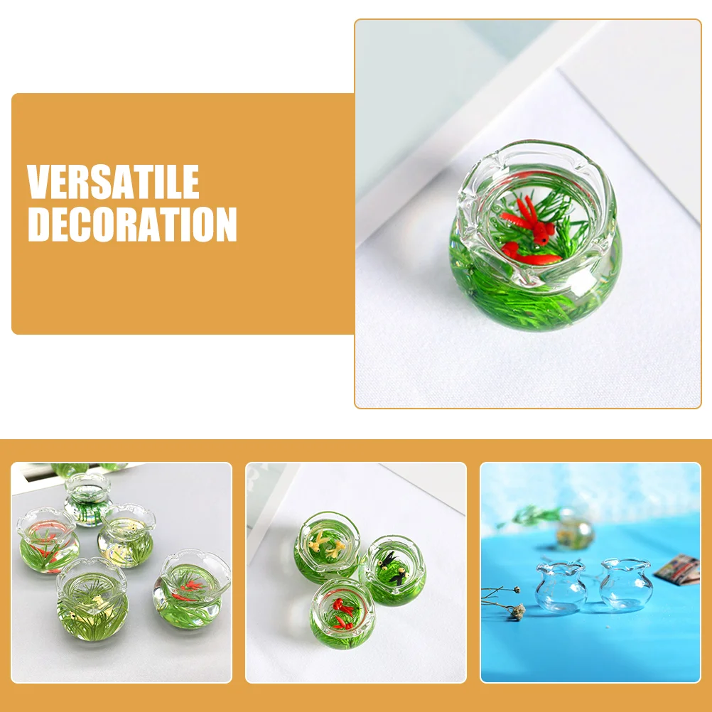 House Fish Tank Toy Kitchen Table Centerpieces Delicate Transparent Glass Exquisite Miniature Bowls