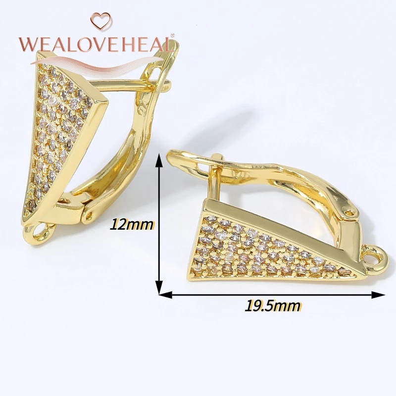 schmuckherstellung zubehör, 18K vergoldete Messing-Ohrringhaken mit umgekehrtem Dreieck, Micro-Pavé-Zirkonia-Ohrhaken mit Öse für DIY-Hängeschmuckherstellung – Detail 17