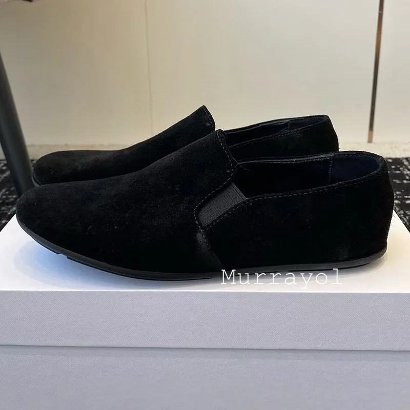 Mocassini tinta unita Scarpe da ufficio con suola morbida Scarpe basse da donna con punta tonda in pelle scamosciata di mucca con bocca superficiale Scarpe da guida per quattro stagioni