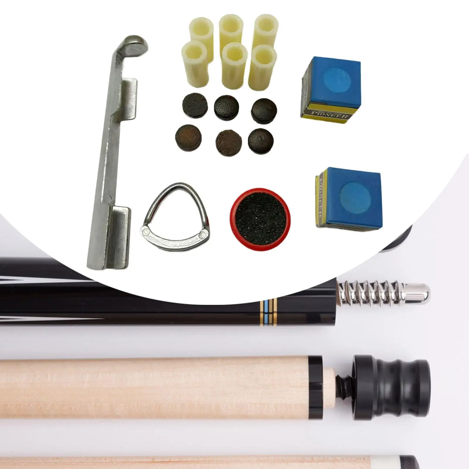 Repair Billiard Pool Kit Shaft Cleaning 1x Cue Tip Scuffer 2x Planers 6x Cue Ferrules Metal Cue Clamp Snooker Cue Repairs Kit