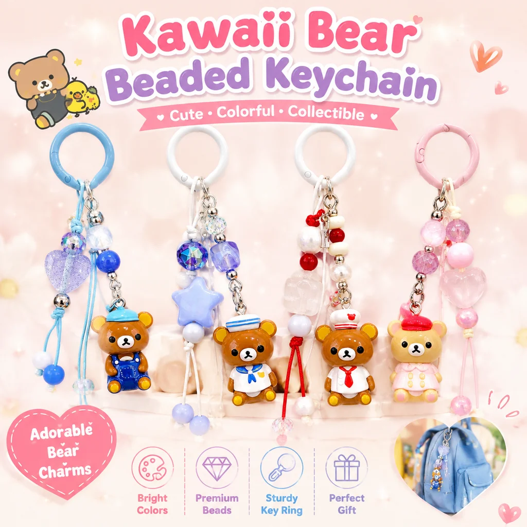 Rilakkuma Tiny World Series Keychain Resin Bear Pendant Bag Decoration Phone Charm Hanging Ornament For Adult Accessory