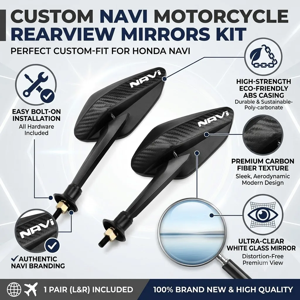 Carbon Fiber Rearview Mirror Adjustable Motorcycle Convex Mirrors 8mm With LOGO For HONDA DREAM WING Navi 110 Navi 2016 2022