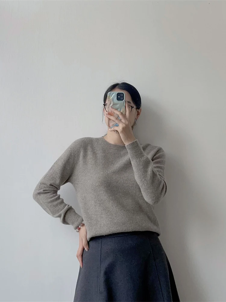 

Pure Wool Needle Sweater round Ne Sl One-Piece Commute Slimming Raccoon Fur Women's Faion Winter Thi Long Sve