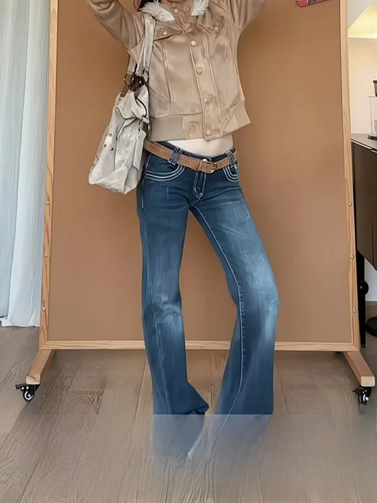 

Ретро американские джинсы High Street с низкой талией, женские осенне-зимние новые утягивающие брюки Sle Pear Ape