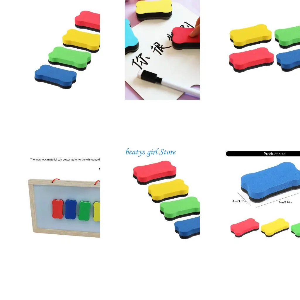 C7AB 4 шт. фетровый очиститель для доски Магнитный ластик для доски Сухой ластик в форме кости