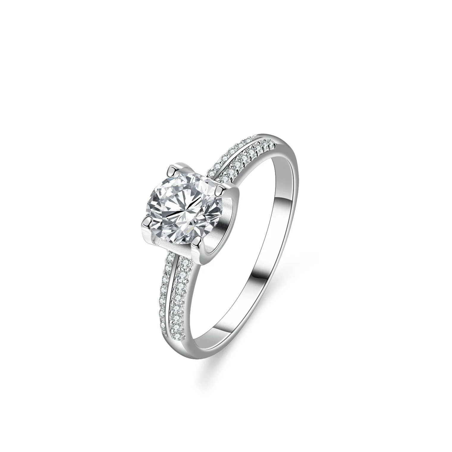 

Elegant Women's PT950 Platinum Ring - 1 Carat Moissanite in 4-Prong Round Flower Head Cluster Setting, Diamond-Enhancing Design