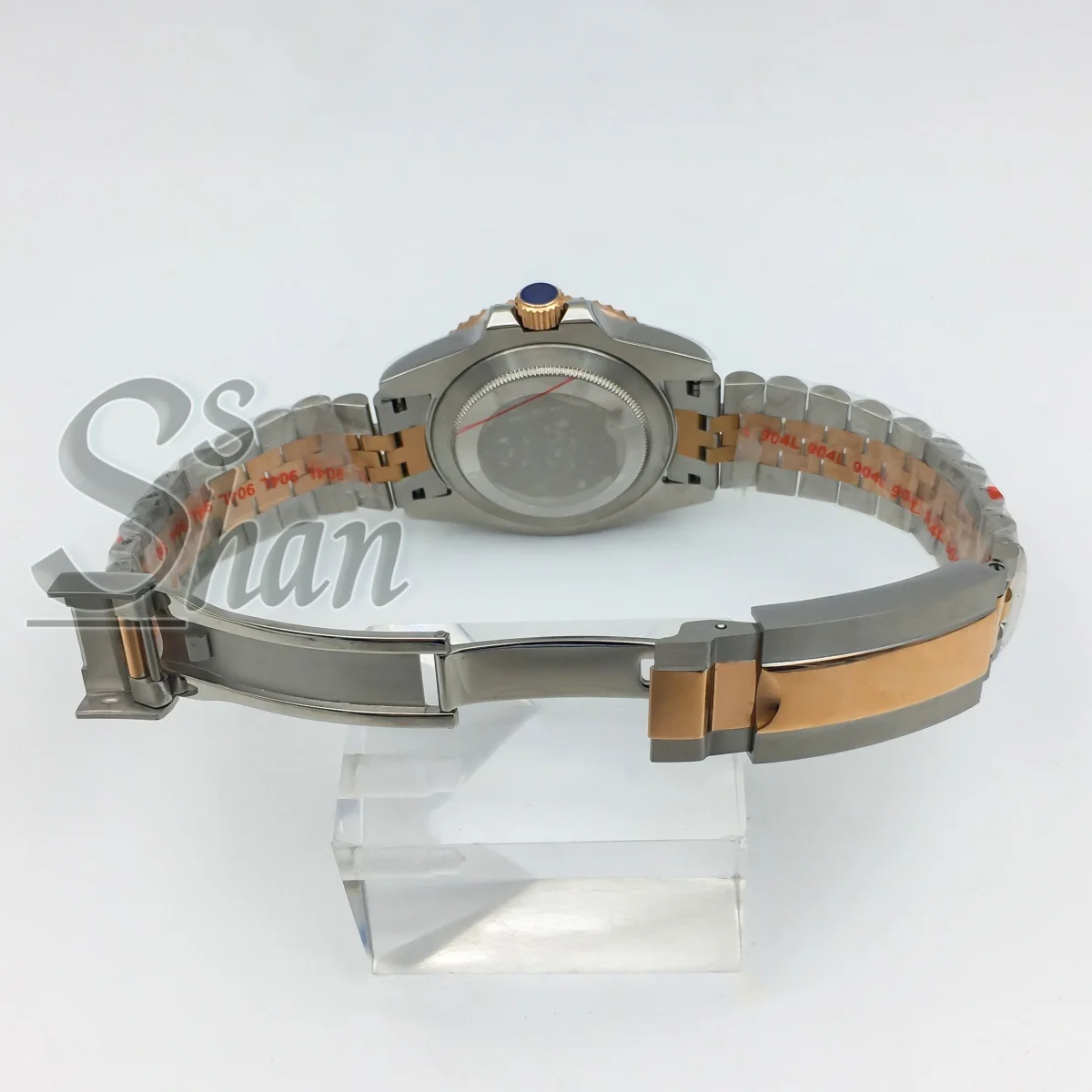 Relógio de mergulho automático masculino em ouro rosa 40mm com mostrador luminoso de cristal de safira GMT NH34 DG3804 janela de data resistente à água 10ATM