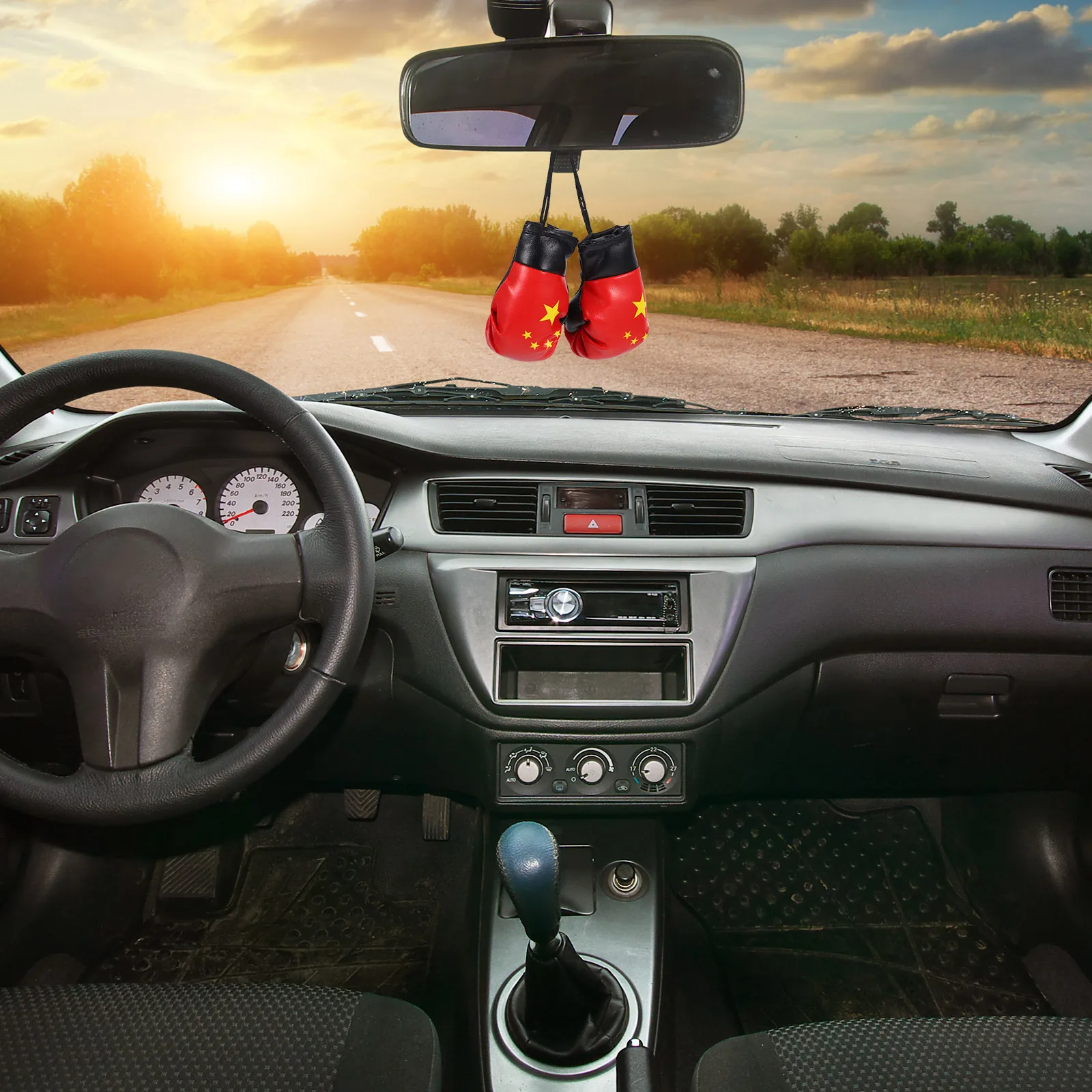 

1 Pair Chinese National Flag Boxing Gloves Mini Pendant Keychain Car Hanging Decor Small Punching Gloves For Key Bag Backpack